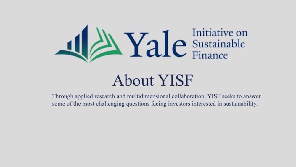About Yale Initiative on Sustainable Finance