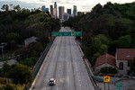 An empty Interstate 110 at rush hour in Los Angeles on April 10, 2020