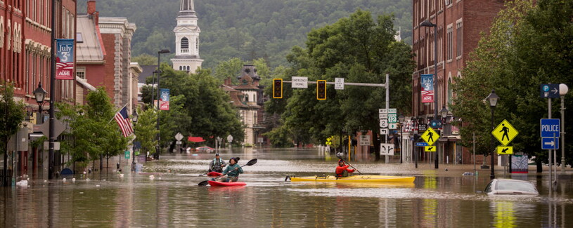 Flooding in the streets of Montpelier, Vermont