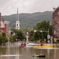 Flooding in the streets of Montpelier, Vermont
