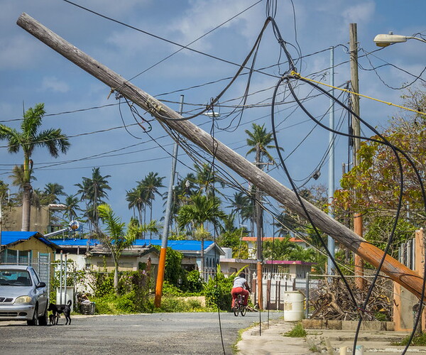 Downed power lines after Hurricane Maria